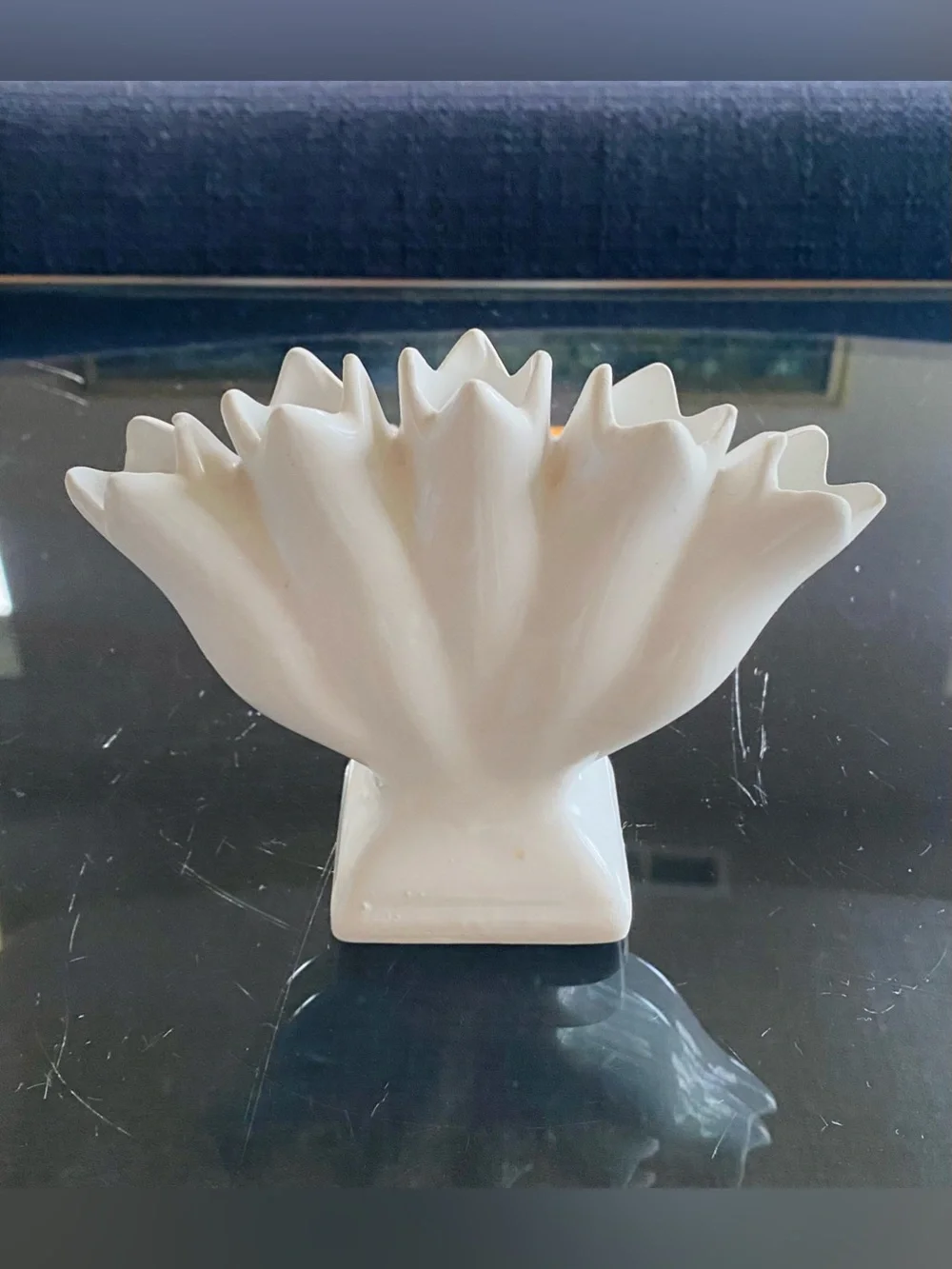 VTG ELPA Alcobaca White 5-Finger Scalloped Tulipiere Bud Vase Portugal